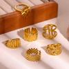 Broad Surface Rings For Women Open Gold Color Stainless Steel Ring New Geometric Butterfly Sun Anillos Party Best Jewelry Gift
