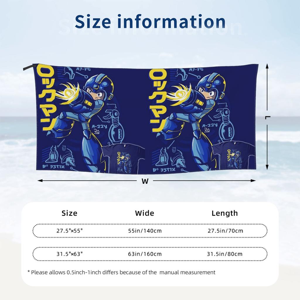 Megaman Videogioco Mega Man Telo da Spiaggia Morbido Microfibra Asciugatura Rapida Assorbente Asciugamani Veloci Per Nuotare
