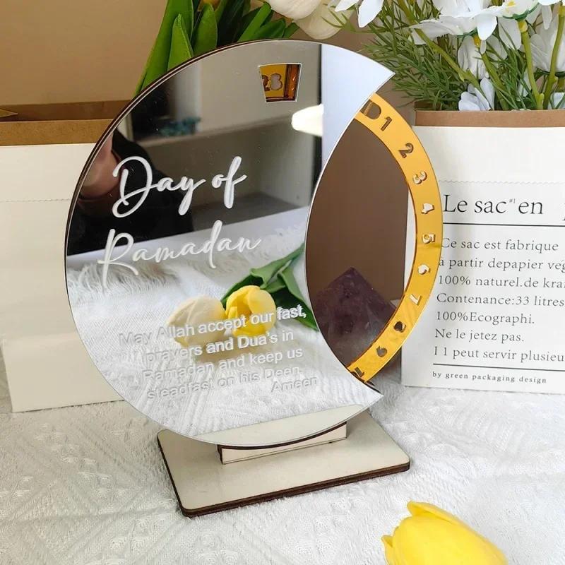 Elegant Acrylic Ramadan Advent Countdown Calendar Sturdy Rotating Build 30 Day Tracker for Eid Celebration Living Room Office