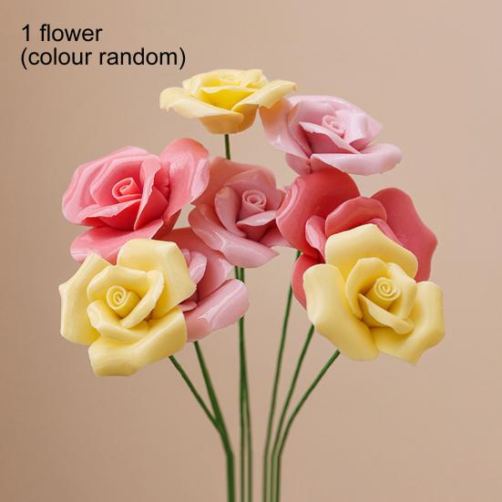 Fleur Céramique 3D Faite à la Main Fleur Artificielle Réaliste Décoration Bouquet de Fleurs Éternelles pour Salon Table à Manger Bureau Maison Décoration Vase