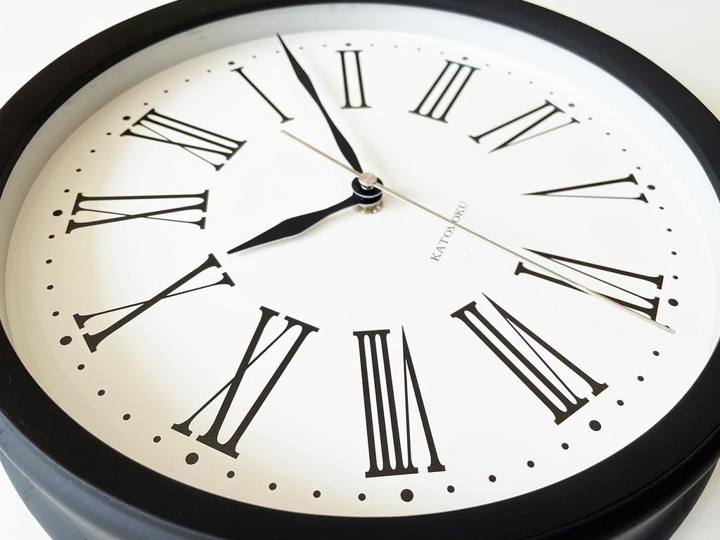 KATOMOKU muku clock 5 Roman numerals black wall clock continuous second hand radio km-58BKRCS 306mm (SKP clock)