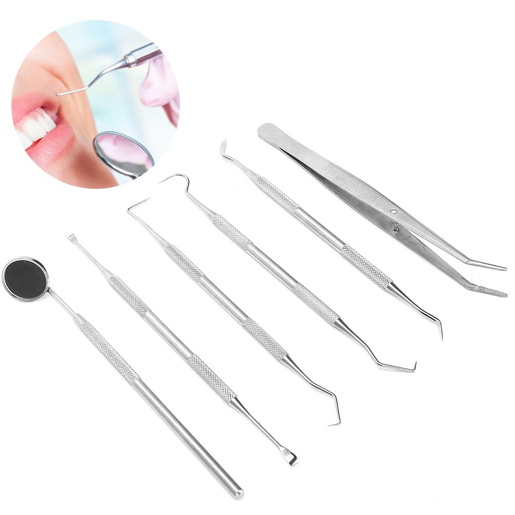 6pcs / set Dental Tartar Scaler Teeth Pick Spatula Dental Instruments Dentist Oral Care Tools