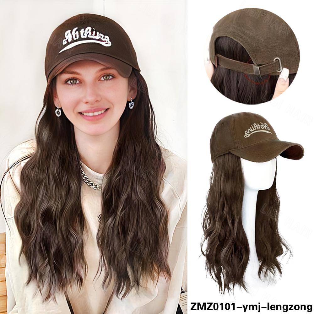 

MISSQUEEN Hat парик синтетический парик с регулируемой шляпой в женском кофейном бейсбольном парике для повседневной носки 50cm