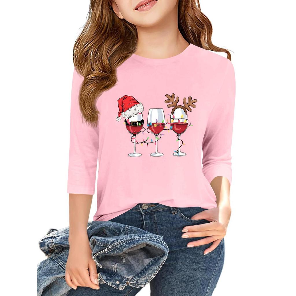 Tricou casual cu mâneci 3/4 pentru copii, cu gât rotund și imprimeu pentru Ziua Independenței