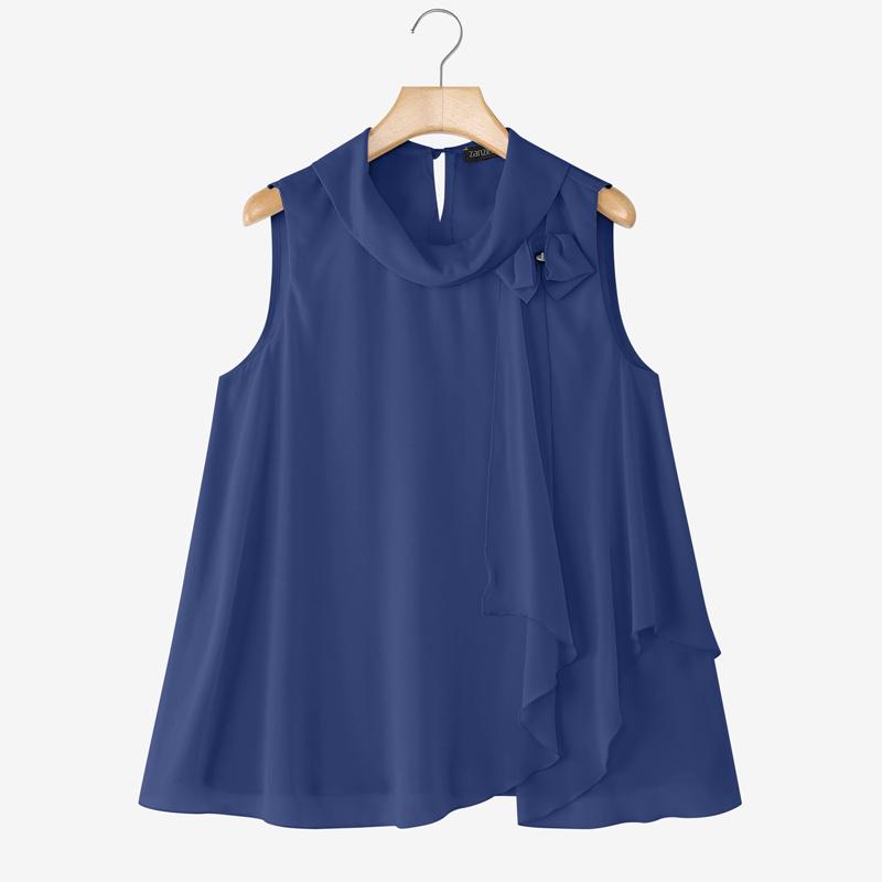ZANZEA Women Loose Round Neck Casual Sleeveless Blouse