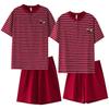 1011 New Couple Pajamas Men's and Women's Summer Pure Cotton Thin Red Wedding Festive Casual Two-piece Loungewear