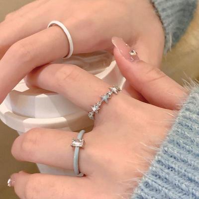 Zircon Blue Drip Glaze Star Ring: Women's Open Index Finger Set