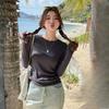Women's Fleece Lined Base Layer Top for Autumn and Winter Long Sleeve T-Shirt Crew Neck Solid Color Elegant Versatile Slim Fit Warm Inner Wear