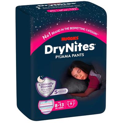 DryNites Bettnässpants für Kinder Packung für schwarze Mädchen, 8-15, 27-57kg, 9,