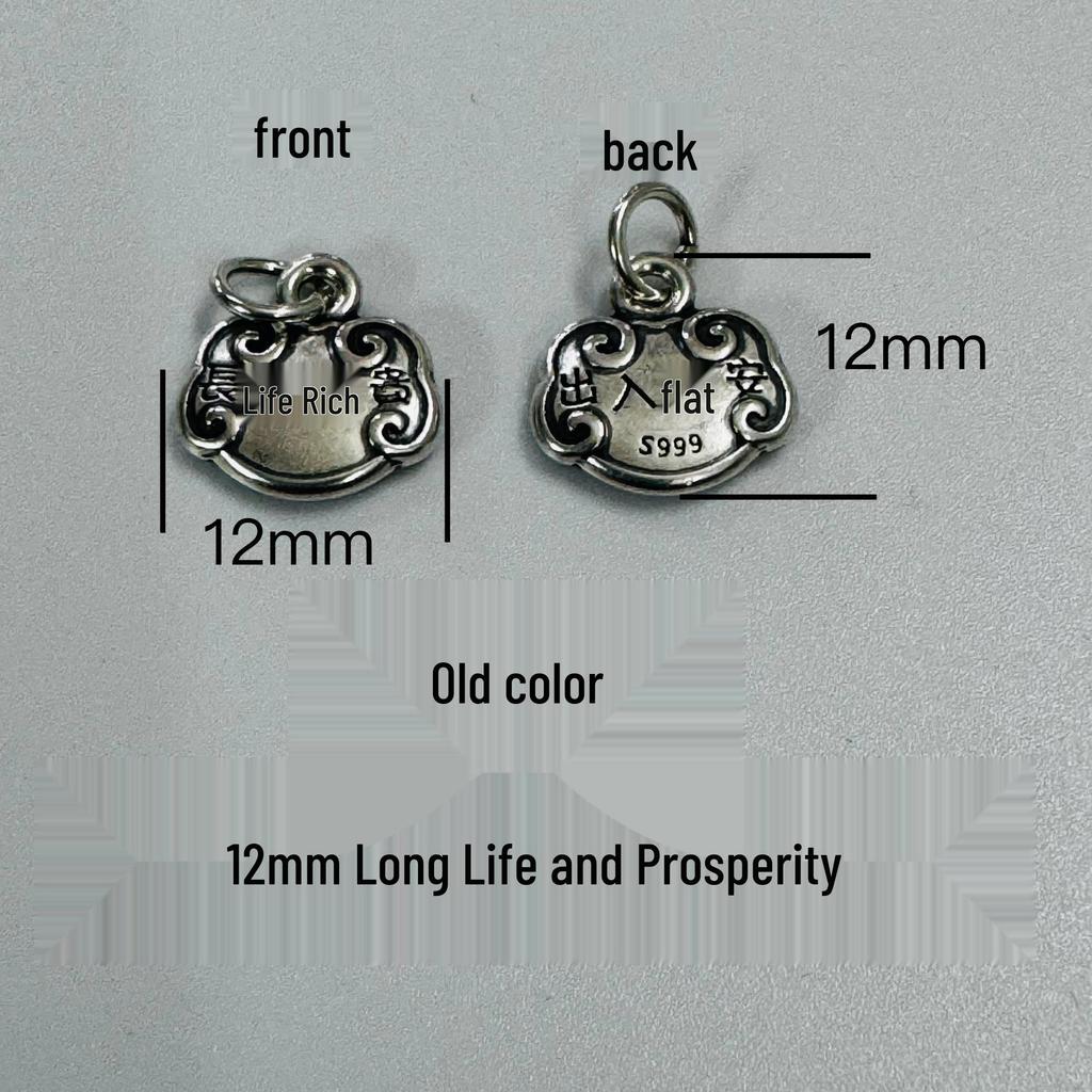 999 Sterling Silver 3D Peace and Fortune Red String Bracelet Charms