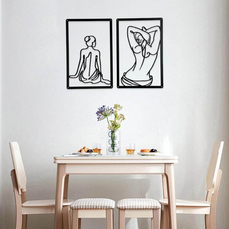 1Set Metal Minimalists Abstract Woman Wall  Line Drawing Wall Decors Single Line Female Home Hangings