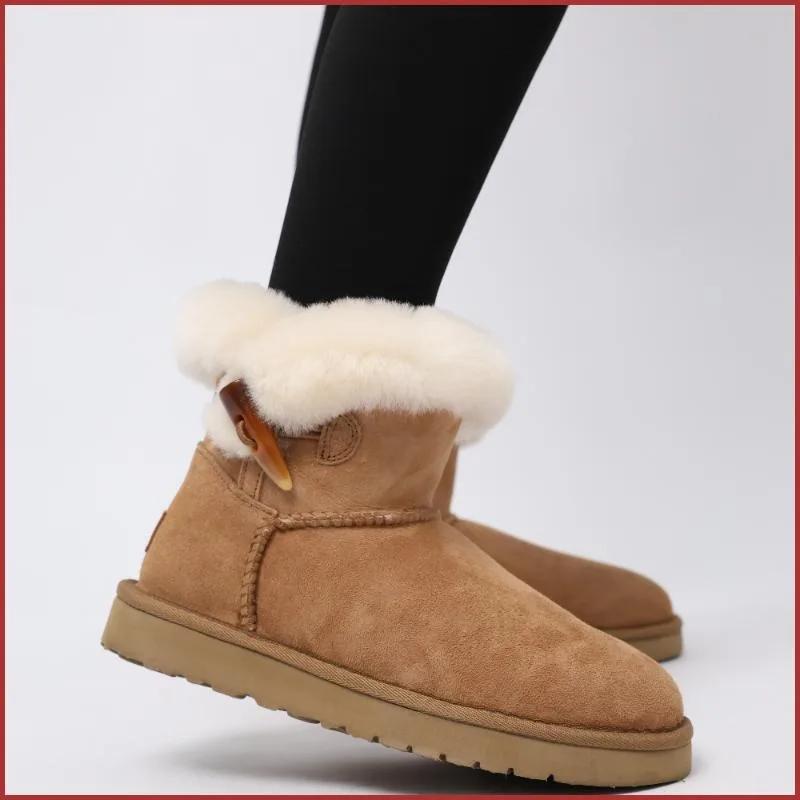 Móda Nová móda Vlna Teplé Dámské Sněhule Módní Ovčí kůže Zimní Kotníkové Boty s Hrubou Plyšovou Podšívkou Dámské Boty Boty s Hrubou Podrážkou