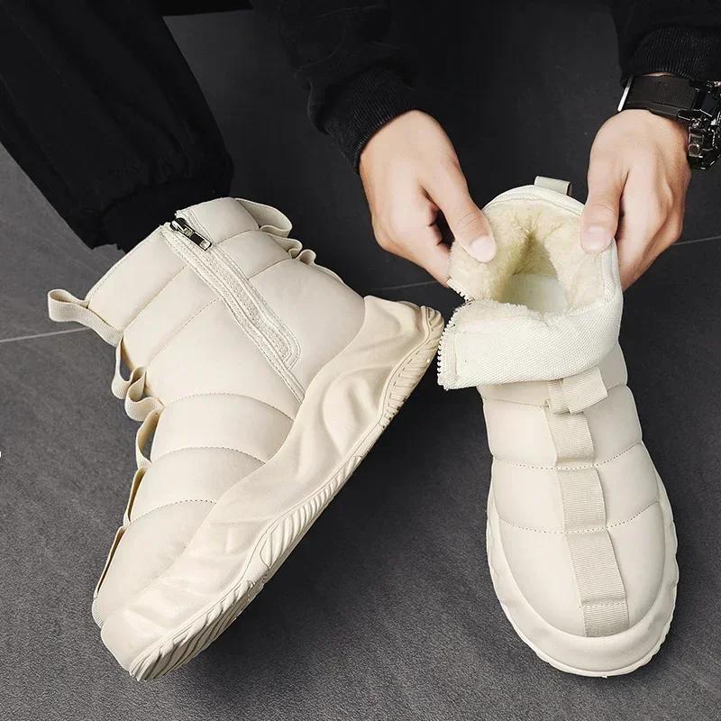 Winter Snow Boots, Cotton Shoes, Velvet Warm Boots, Cotton Men's Shoes, Trendy Shoes, High-top Outdoor Men Boots