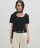 NOIRER FOR WOMAN U-Neck Two-Way T-Shirt (Black)