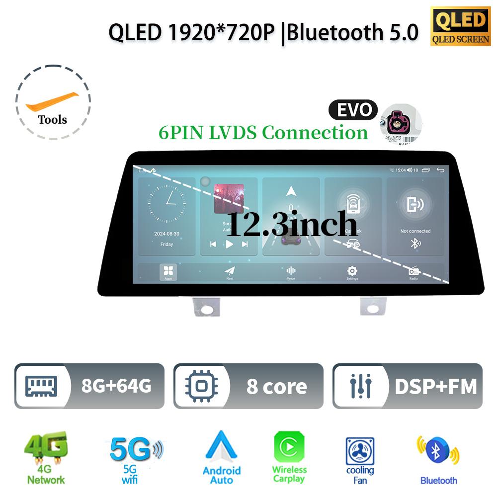 12.3" For BMW 5 Series G30 G31 G38 2018-2021 Android 14 Car Radio Multimedia 4G GPS Navigation Wireless BT CarPlay Screen Stereo