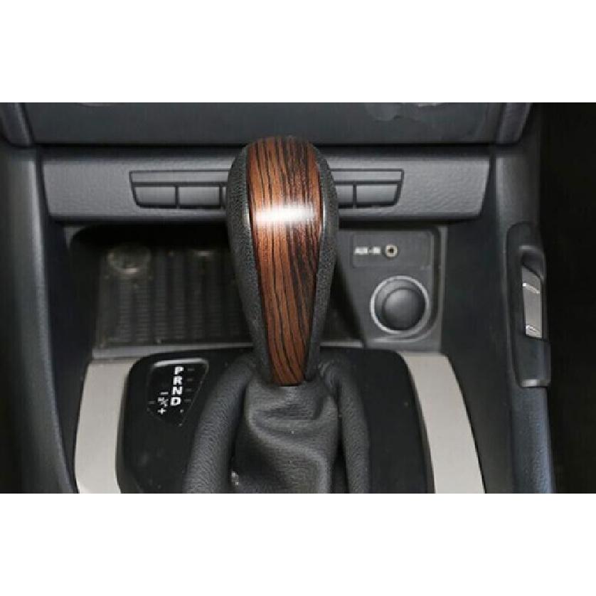 Central Console Gear Shift Knob Trim 07-11 For BMW 1 Series E81 Brown Wood Grain