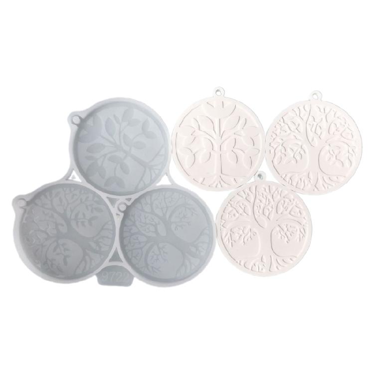 Silicone Mould Keyring Mold DIYs Keychain Casting Mould Round Life Tree Mould