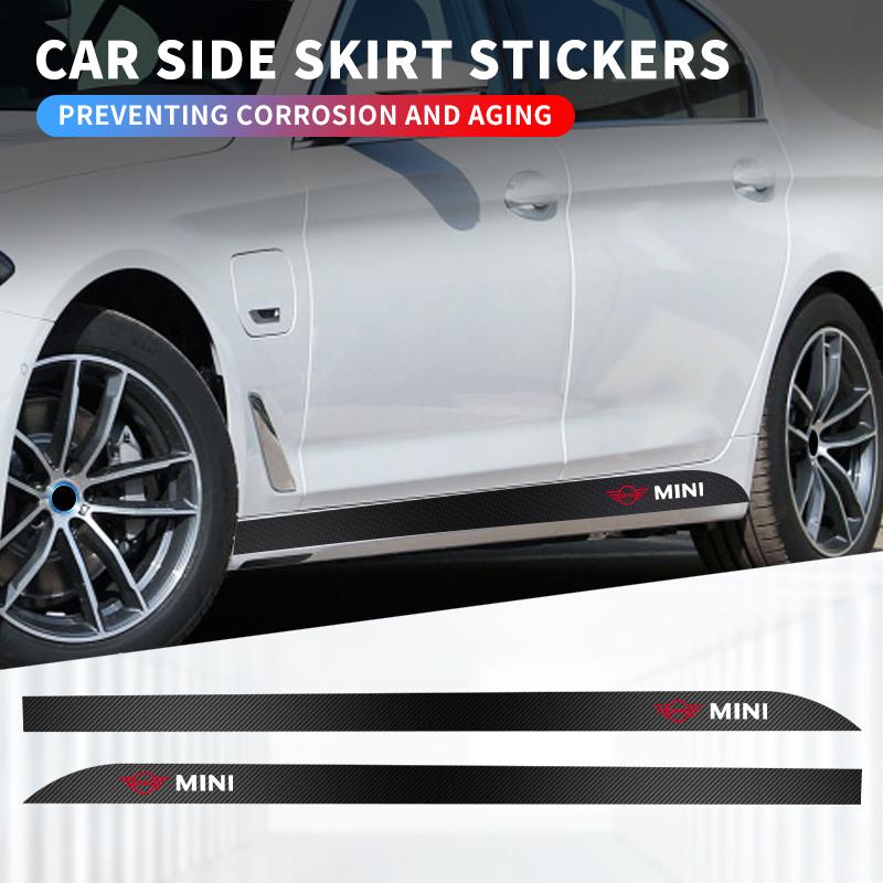 2pcs Car Door Side Skirt Car Body Decal Carbon Fiber Art Stickers For BMW Mini Cooper One S R53 R56 R60 F55 F56 Car Accessories
