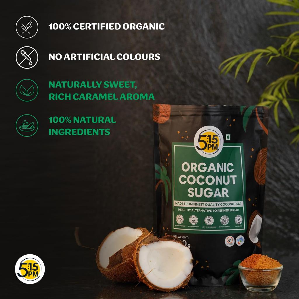 5:15PM Organic Coconut Sugar 500 G Unrefined Natural Sweetener For Baking Cooking Drinks Organic Natural Palm Sugar