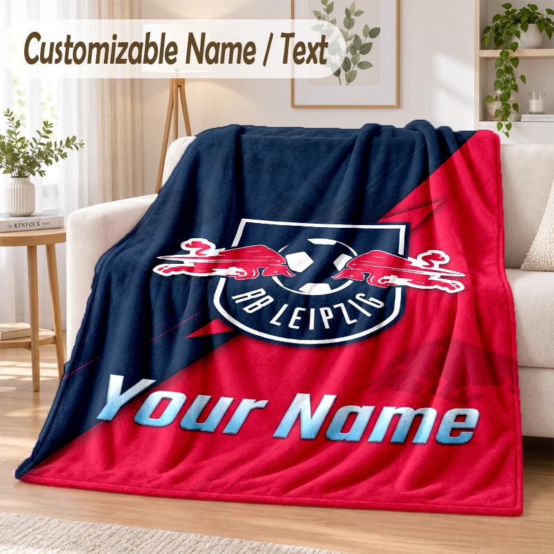 Benutzerdefinierter Text Flanelldecke RB Leipzig FC Aufdruck Warme Gemütliche Decke Zuhause Sofa Bettwäsche