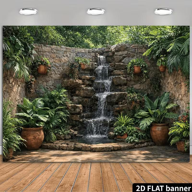 2D Outdoor Garden Stone Fountain Wall Hanging 47.2x31.5inch/120*80cm