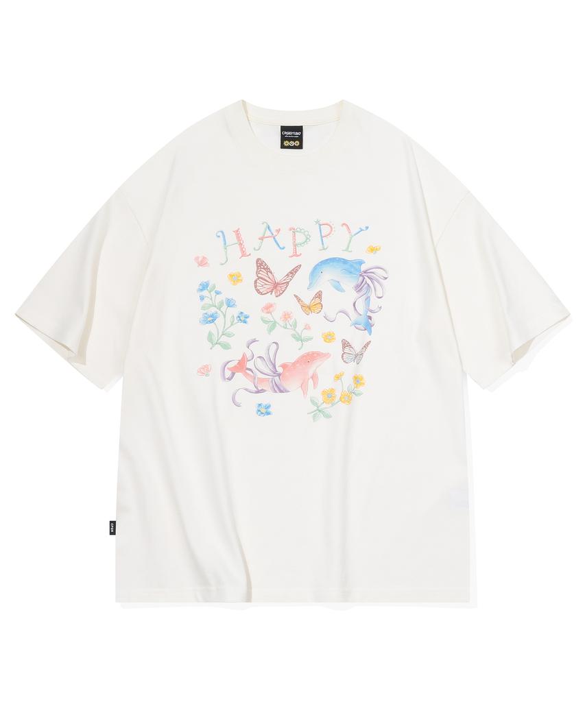 CPGN STUDIO Dtp Happy Dolphin Short Sleeve T-Shirt Cream