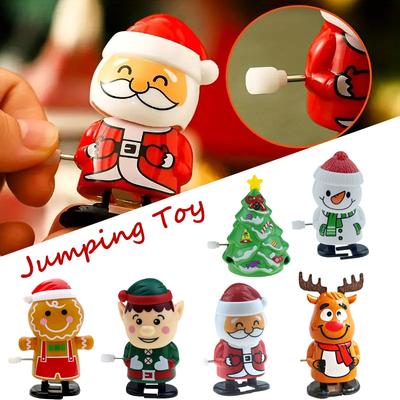 Christmas Mini Wind-up Jumping Toy Festive Wind-Up Figurines Playthings Favors Santa Claus Snowman Home Decor Party Gift
