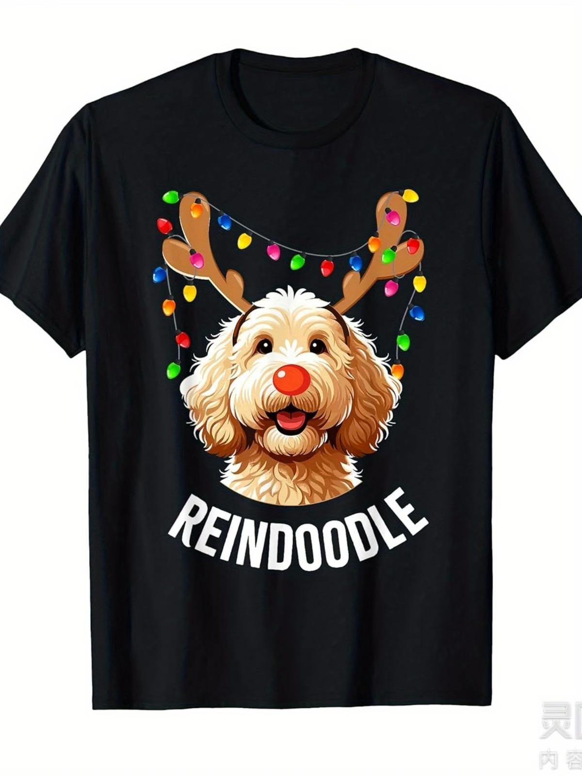 Christmas Goldendoodle Reindeer Doodle Dog Reindoodle Dog T-Shirt for Men Women 4XL