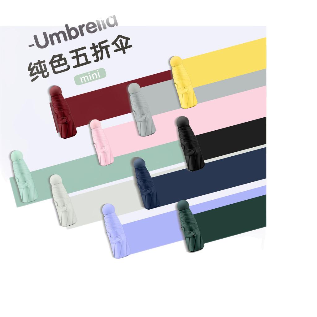 Compact Five-Fold Umbrella: Portable Pocket Sun Capsule with Black Glue Sunscreen, Ultra-Light for Sun and Rain.