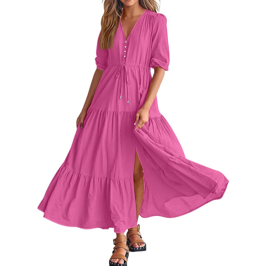 Women's Fashionable Solid Color Elegant Temperament Hanging Neck Waistband Dress