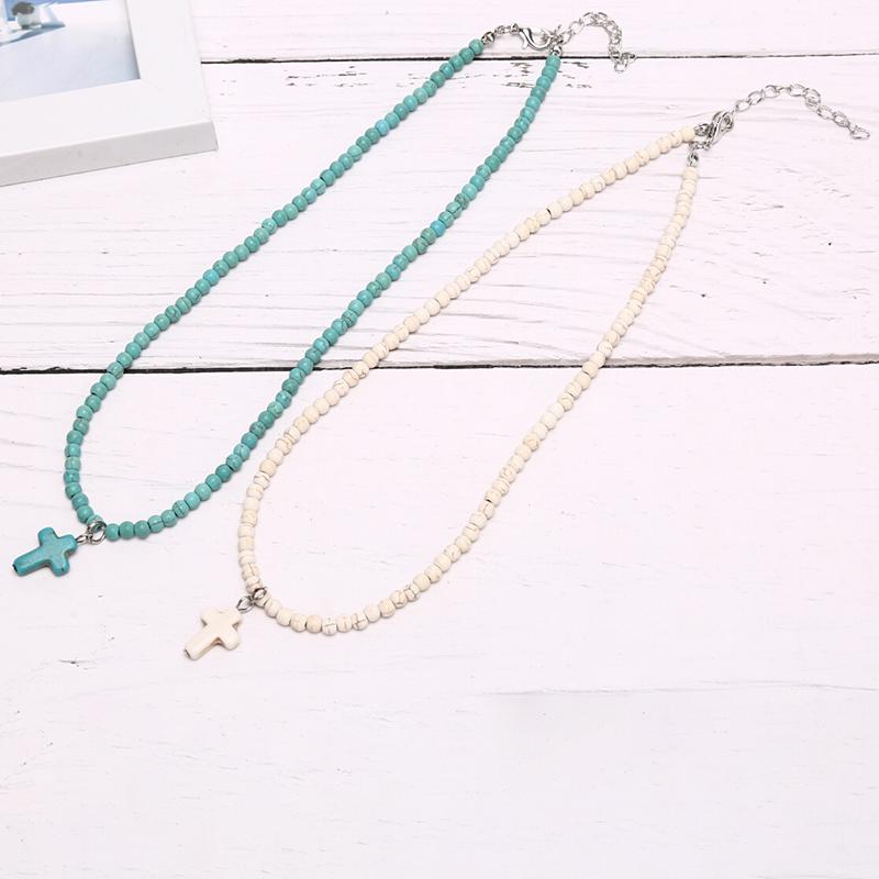 Women Bohemia Turquoise Cross Summer Beach Choker Necklace Jewelry Gift