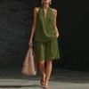 Women's Cotton Linen Tank Top and Shorts Set - Casual Fashion 2 Piece Outfit for Summer, Relaxed Fit, Lightweight and Breathable Material
