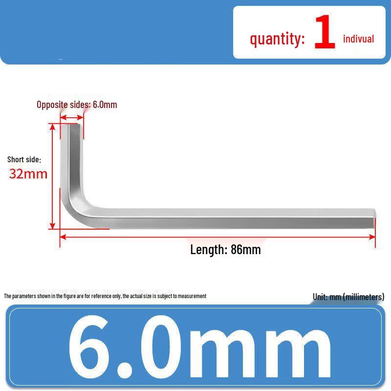 L-Shaped Hex Key Set: Single Flat Head Allen Screwdriver & Hexagonal Wrench (Metric)