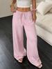 Pantaloni Larghi a Vita Media da Donna Pantaloni a Vestibilità Ampia Casual con Coulisse Intrecciati Estivi Lunghi per l'Uso Quotidiano