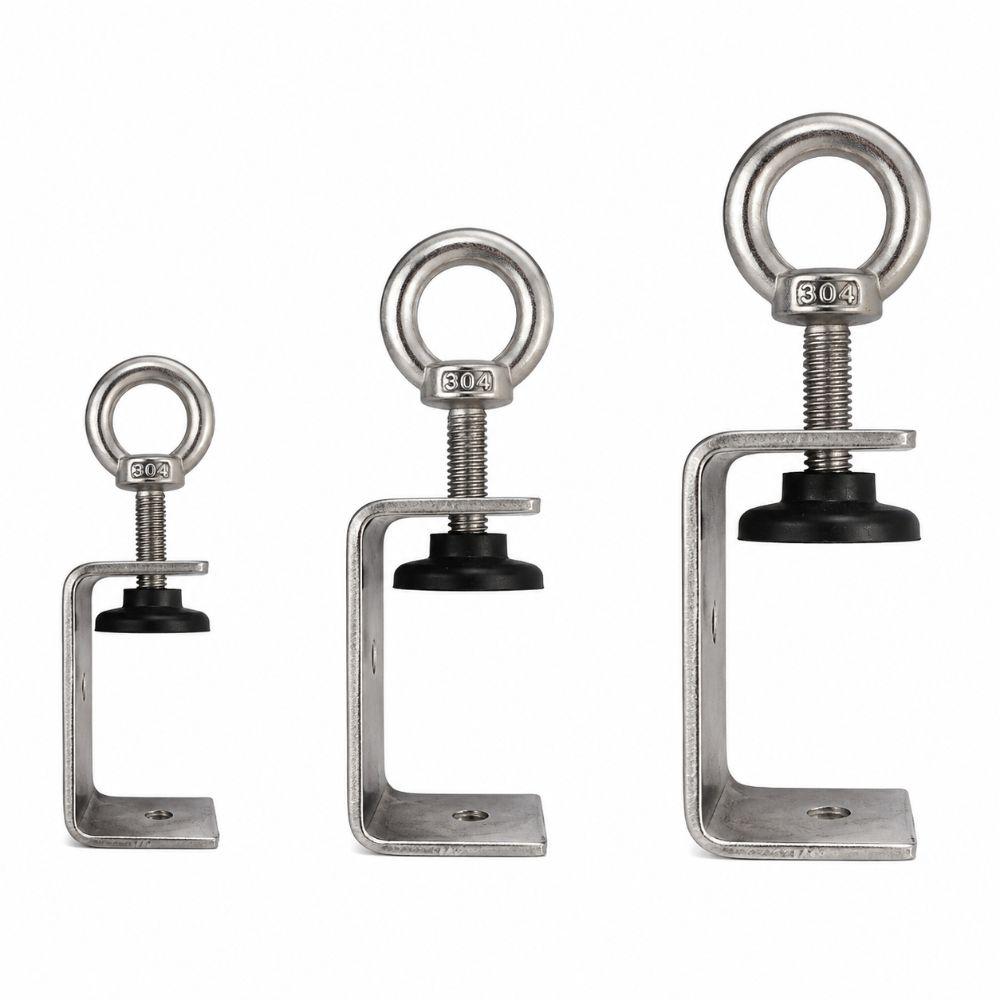 1pc 304 Stainless Steel Square Clamp Pull Ring Fixed Holder Clip C-clamp Hardware Fasteners