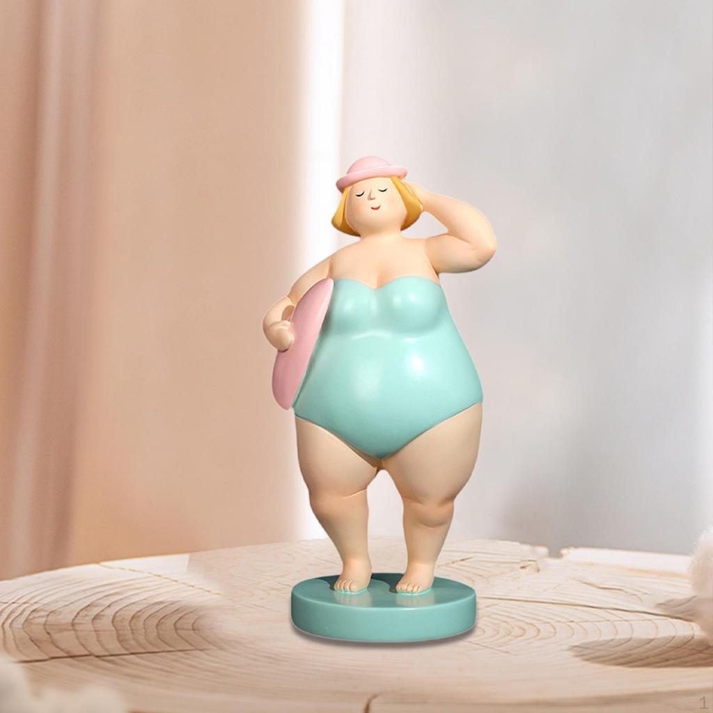 Beach Woman Figurine Ornament Decorative Craft Desktop Sculpture Resin Statue for Entryway