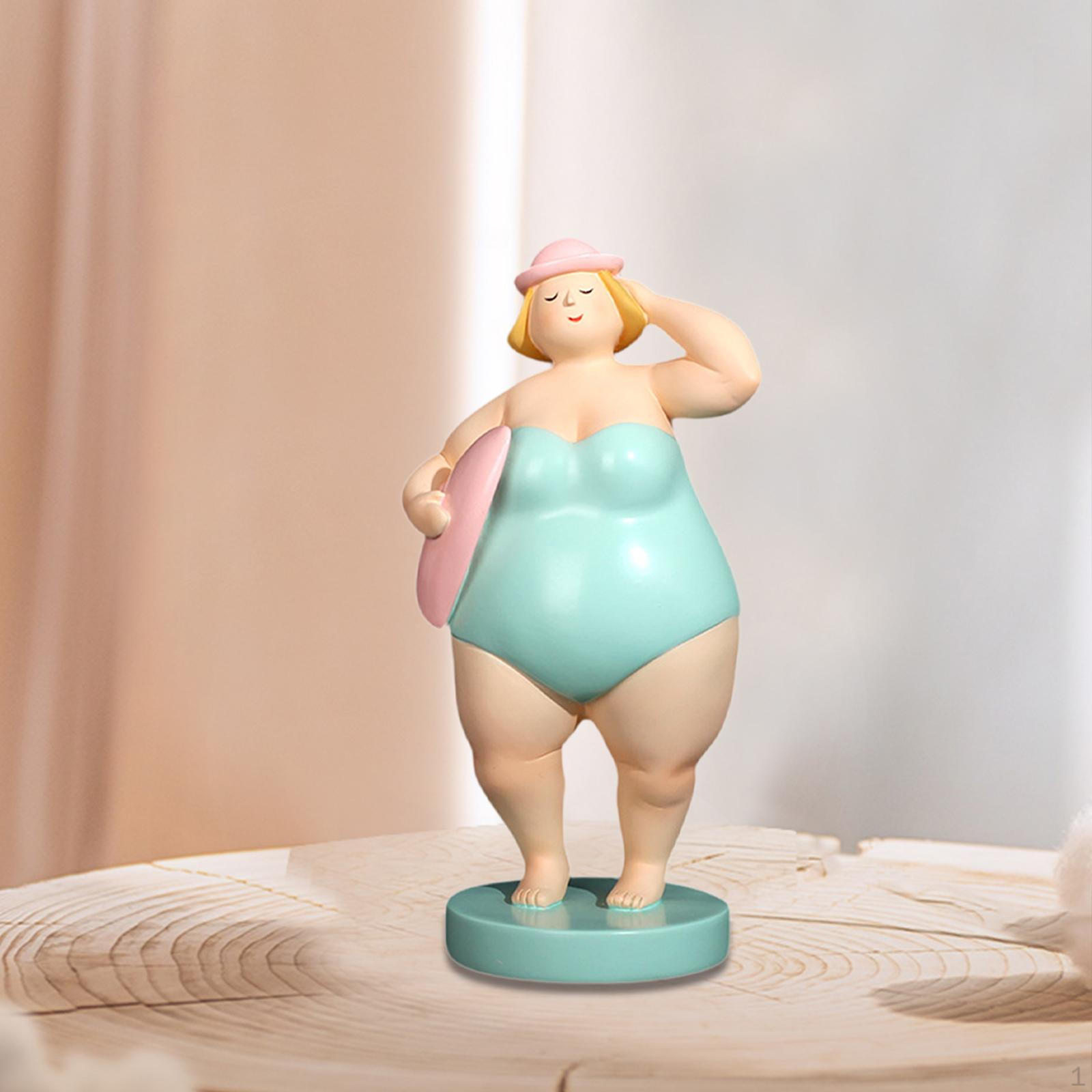 

Beach Woman Figurine Ornament Decorative Craft Desktop Sculpture Resin Statue for Entryway зелений