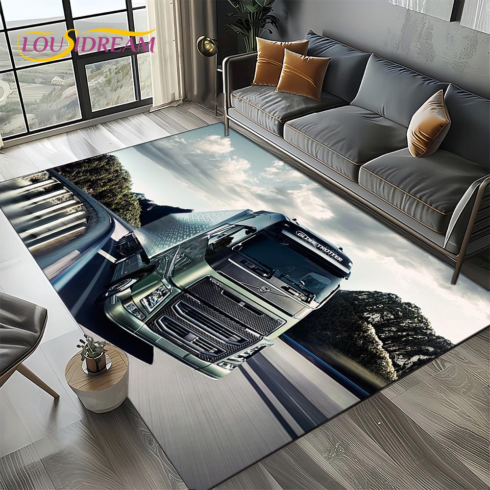 3D Print Volvo Truck Lorry Motorcycle Carpet Rug for Living Room Bedroom Home Sofa Decoration,kids Area Rug Non-slip Floor Mat