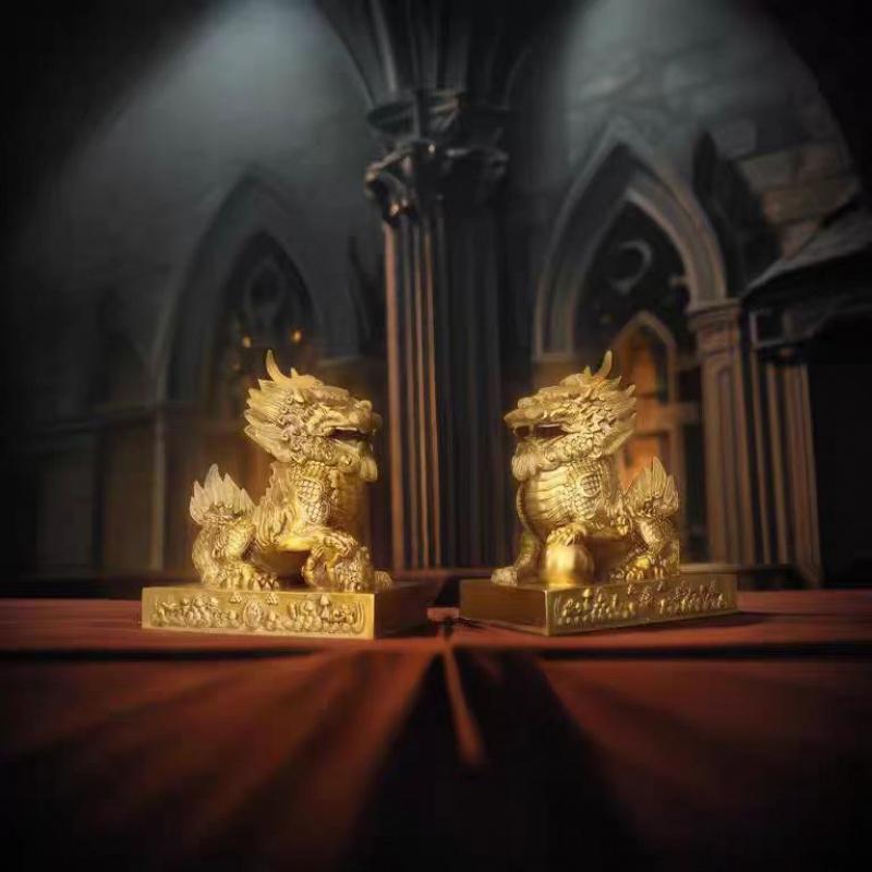 Copper Pi Xiu Male And Female A Pair Bringing Fortune Brave Troops Living Room Home Decoration Office Table Picchu Op
