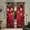 Set Of 2 Christmas Curtain Red Sparkling Stars Backdrop New Year Eve Party Xmas Holiday Decorations Curtains Made Polyester