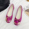 Women's Flat Shoes with Metal Buckle Plus Size Work Wear Shoes