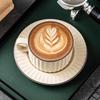 Xidien Europäischer Stil Matt Gestreiftes Keramik Kaffee- & Latte-Tassen-Set