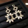 Silver Needle Diamond Rhombus Flower Earrings European and American Light Luxury Temperament Earrings Exquisite New Earrings Women