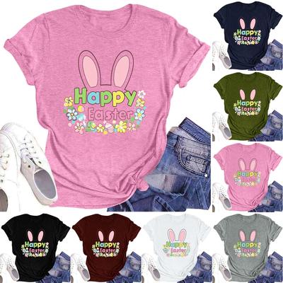 Women's Casual Daily Round Neck Printed Short Sleeved T-shirt Letter Top