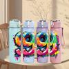 1PC Splash Color Large Number Nine Art 750ml Color Plastic Water Bottle Leakproof Flip Straw Lid For Sports Office Home Use