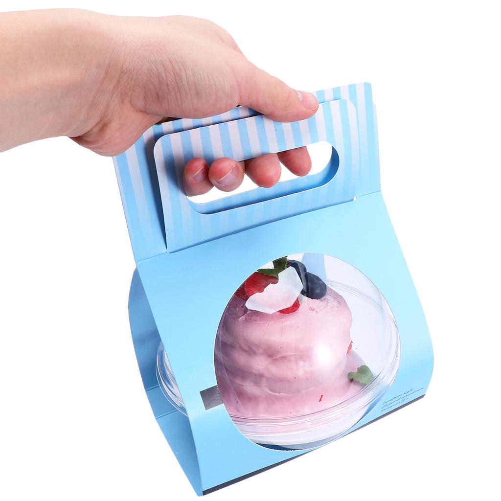 10Pcs Pink Shape Transparent Cake Container Lightweight Portable Mousse Box for Cake Cookie Bread Storage
