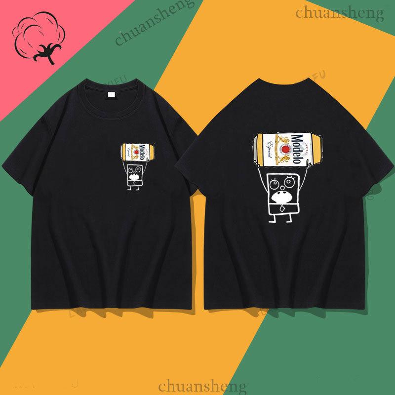 

Doodlebob Modelo Beer Essential T-shirt 100% Cotton Short Sleeve Casual Funny Graphic Tee Humor Cute Streetwear Harajuku Mexico 3XL