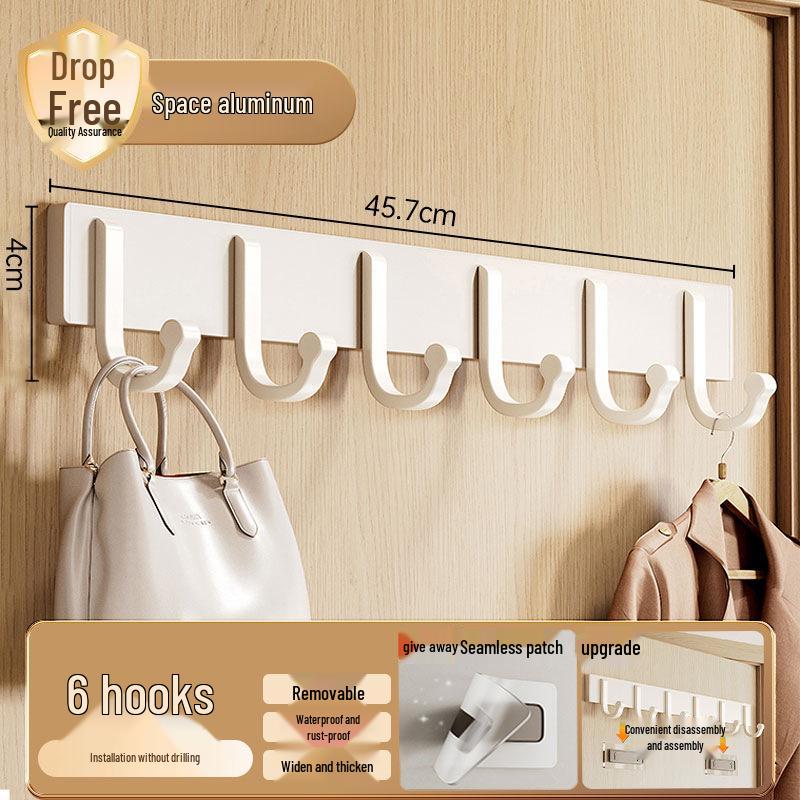 Milky White No-Drill Adhesive Over-the-Door Towel & Clothes Hook