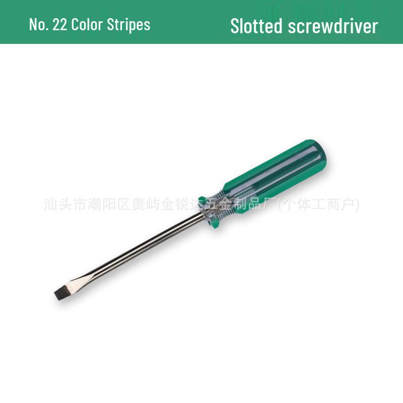 Crystal Color No. 22 Transparent Handle 6-in-1 Magnetic Screwdriver, 4" Black Head, Phillips & Flathead