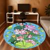 1pc Lotus Flower Leaves Round Chair Mat Office Area Rug - Non-Slip, Floor Mat for Office, Bedroom, and Indoor Decor P127102